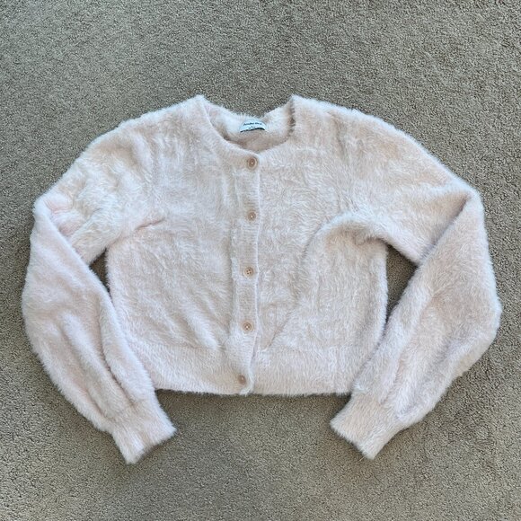 Aritzia Sweaters - Aritzia Sunday Best Fuzzy Carmen Cardigan Strawberry Puff Color Size Small VGUC